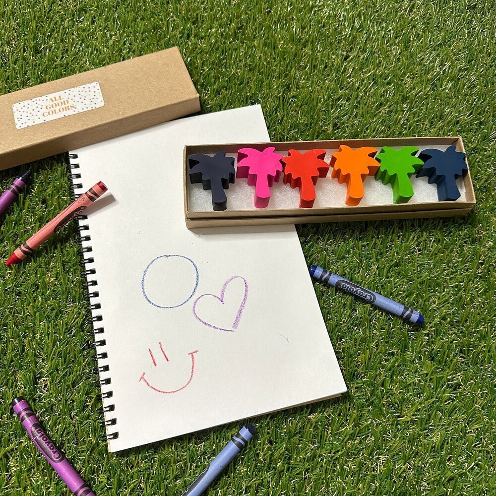 2/$30 Palm Tree Crayons (6), Kids Boys Girls, Tropical Hawaiian Beach B-day Gift